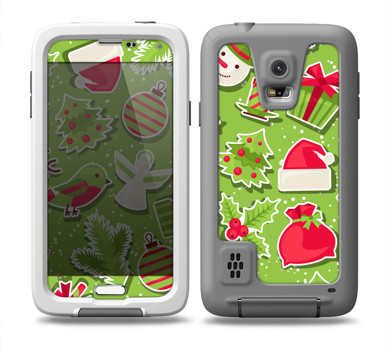 The Red and Green Christmas Icons Skin for the Samsung Galaxy S5 frē LifeProof Case