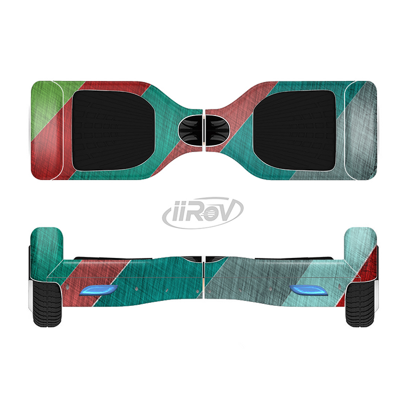 The Red and Green Diagonal Stripes Full-Body Skin Set for the Smart Drifting SuperCharged iiRov HoverBoard