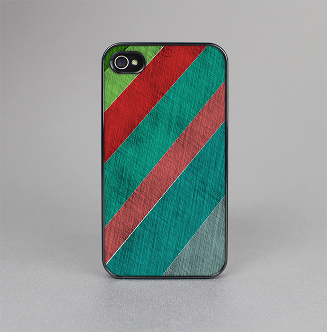 The Red and Green Diagonal Stripes Skin-Sert for the Apple iPhone 4-4s Skin-Sert Case