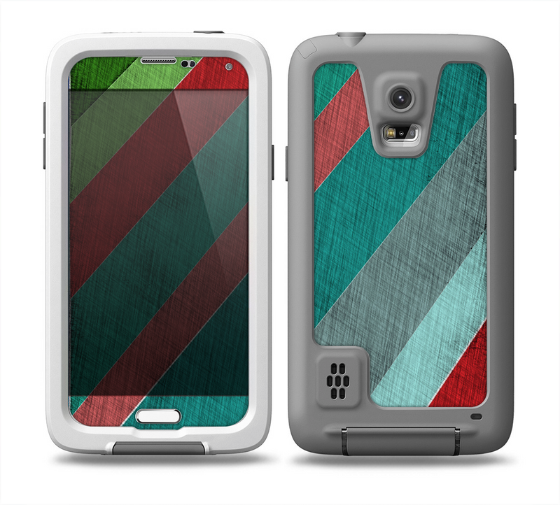 The Red and Green Diagonal Stripes Skin for the Samsung Galaxy S5 frē LifeProof Case