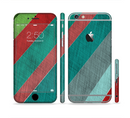 The Red and Green Diagonal Stripes Sectioned Skin Series for the Apple iPhone 6s Plus