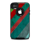 The Red and Green Diagonal Stripes Skin for the iPhone 4-4s OtterBox Commuter Case
