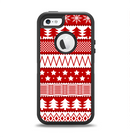 The Red and White Christmas Pattern Apple iPhone 5-5s Otterbox Defender Case Skin Set