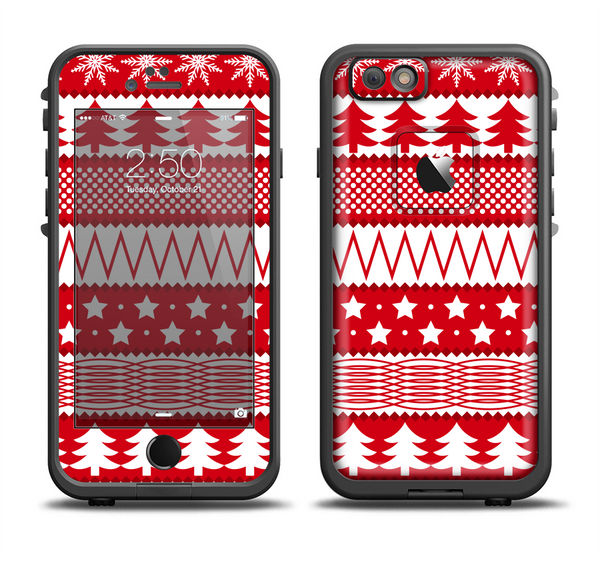 The Red and White Christmas Pattern Apple iPhone 6 LifeProof Fre Case Skin Set