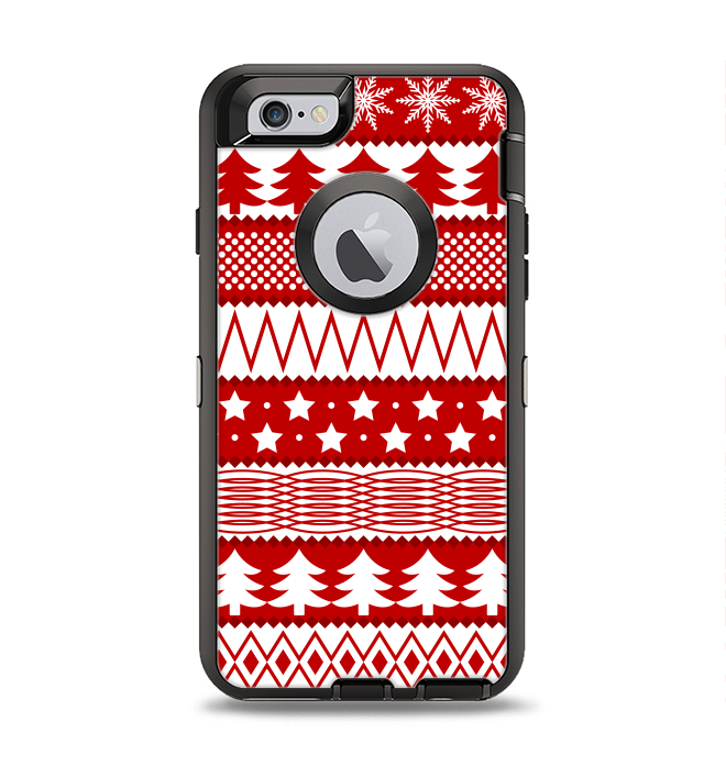 The Red and White Christmas Pattern Apple iPhone 6 Otterbox Defender Case Skin Set