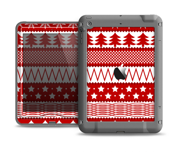 The Red and White Christmas Pattern Apple iPad Air LifeProof Nuud Case Skin Set