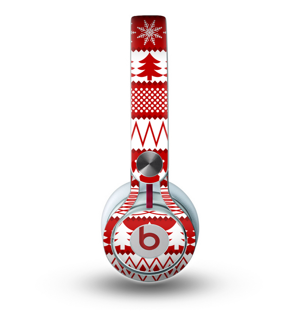 The Red and White Christmas Pattern Skin for the Beats by Dre Mixr Headphones