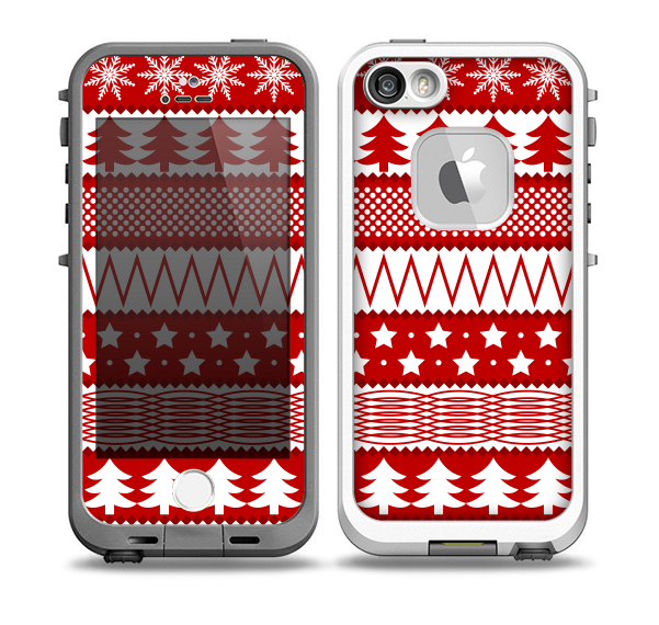 The Red and White Christmas Pattern Skin for the iPhone 5-5s fre LifeProof Case