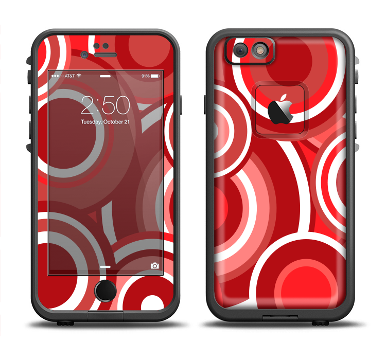 The Red and White Layered Vector Circles Apple iPhone 6/6s Plus LifeProof Fre Case Skin Set