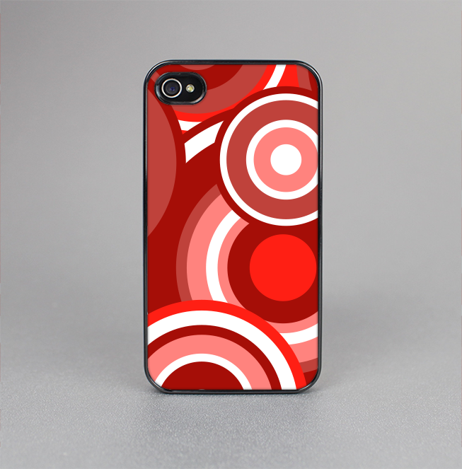 The Red and White Layered Vector Circles Skin-Sert for the Apple iPhone 4-4s Skin-Sert Case