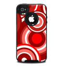 The Red and White Layered Vector Circles Skin for the iPhone 4-4s OtterBox Commuter Case