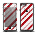 The Red and White Slanted Vector Stripes Apple iPhone 6/6s Plus LifeProof Fre Case Skin Set