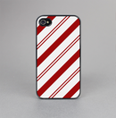 The Red and White Slanted Vector Stripes Skin-Sert for the Apple iPhone 4-4s Skin-Sert Case