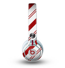 The Red and White Slanted Vector Stripes Skin for the Beats by Dre Mixr Headphones