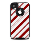 The Red and White Slanted Vector Stripes Skin for the iPhone 4-4s OtterBox Commuter Case