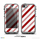 The Red and White Slanted Vector Stripes Skin for the iPhone 5c nüüd LifeProof Case
