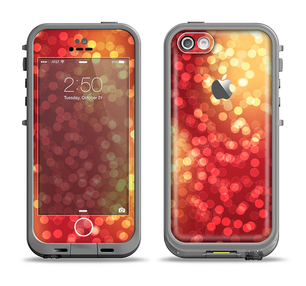 The Red and Yellow Glistening Orbs Apple iPhone 5c LifeProof Fre Case Skin Set