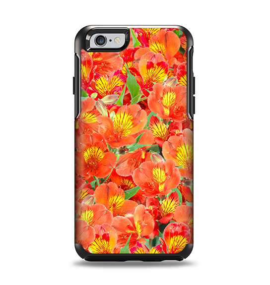 The Red and Yellow Watercolor Flowers Apple iPhone 6 Otterbox Symmetry Case Skin Set