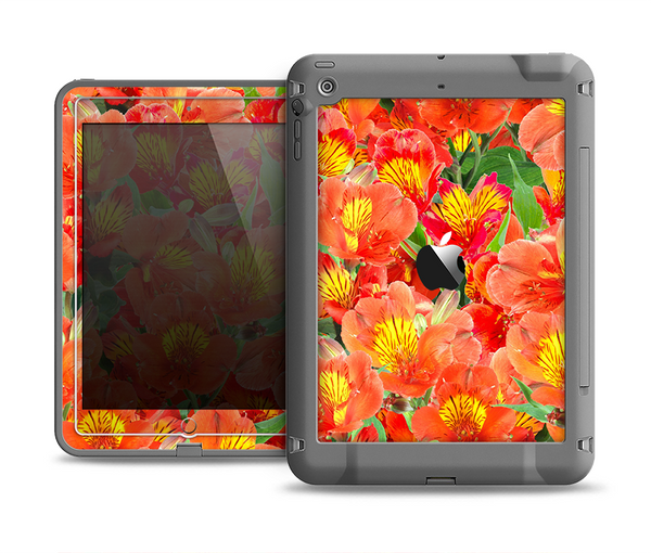 The Red and Yellow Watercolor Flowers Apple iPad Air LifeProof Fre Case Skin Set