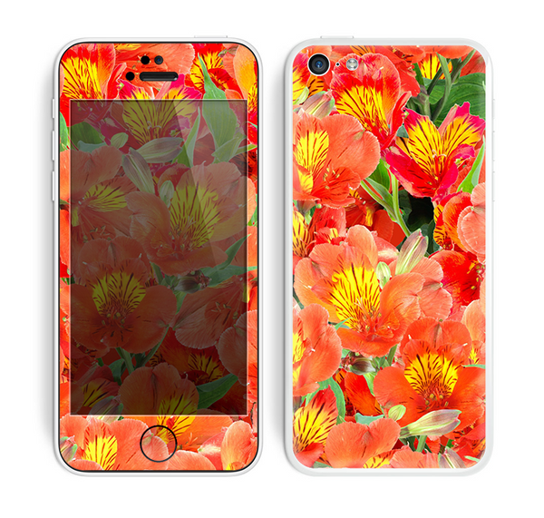 The Red and Yellow Watercolor Flowers Skin for the Apple iPhone 5c