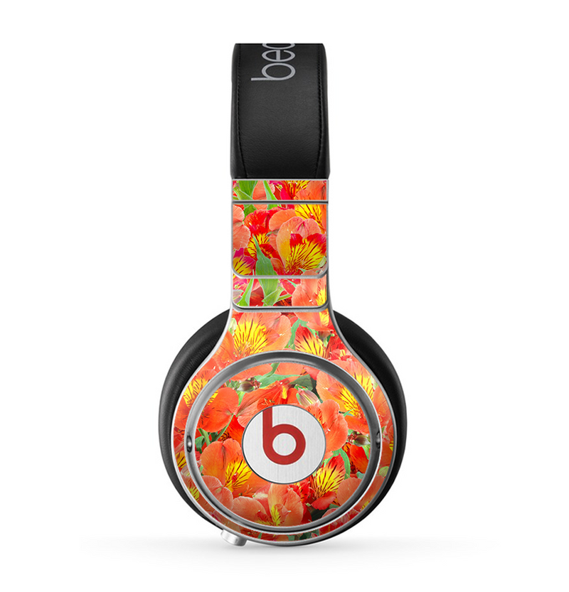The Red and Yellow Watercolor Flowers Skin for the Beats by Dre Pro Headphones