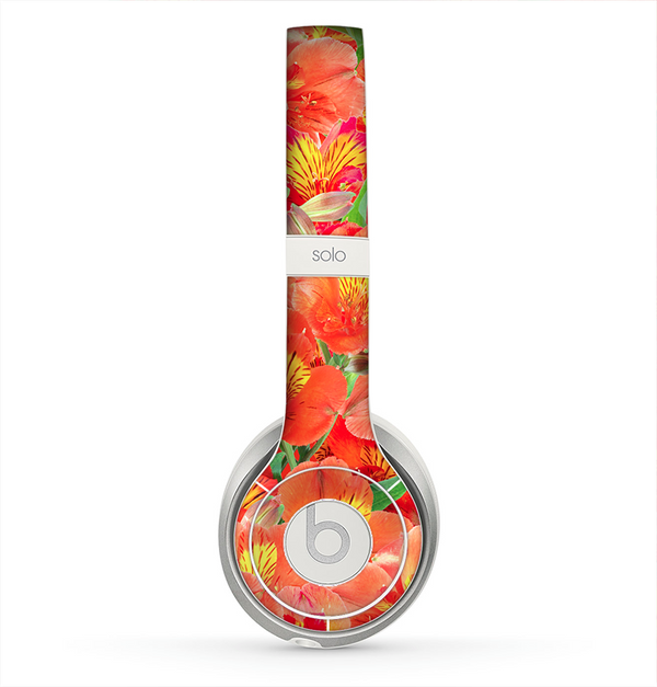 The Red and Yellow Watercolor Flowers Skin for the Beats by Dre Solo 2 Headphones