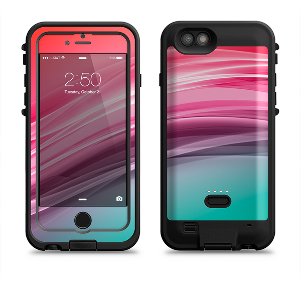 The Red to Green Electric Wave Apple iPhone 6/6s LifeProof Fre POWER Case Skin Set