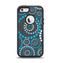 The Retro Blue Circle-Dotted Pattern Apple iPhone 5-5s Otterbox Defender Case Skin Set