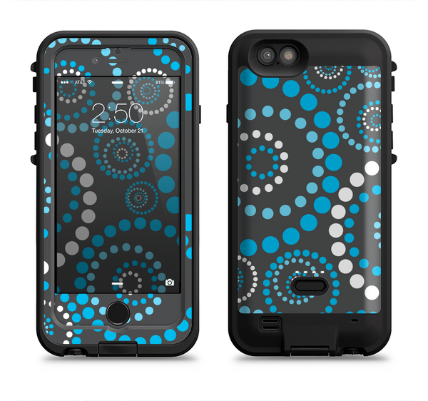 The Retro Blue Circle-Dotted Pattern Apple iPhone 6/6s LifeProof Fre POWER Case Skin Set