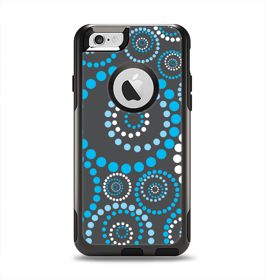 The Retro Blue Circle-Dotted Pattern Apple iPhone 6 Otterbox Commuter Case Skin Set