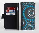 The Retro Blue Circle-Dotted Pattern Ink-Fuzed Leather Folding Wallet Credit-Card Case for the Apple iPhone 6/6s, 6/6s Plus, 5/5s and 5c