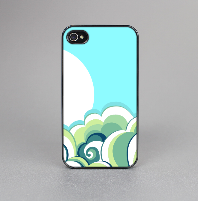 The Retro Blue Vintage Vector Wave Skin-Sert for the Apple iPhone 4-4s Skin-Sert Case