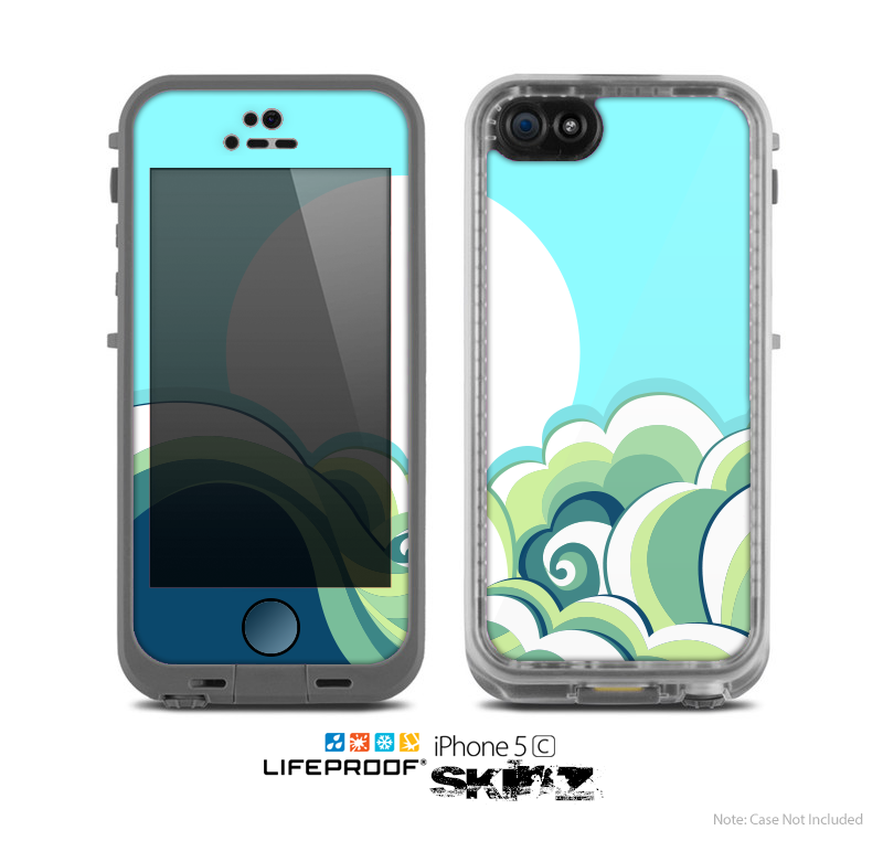 The Retro Blue Vintage Vector Wave Skin for the Apple iPhone 5c LifeProof Case