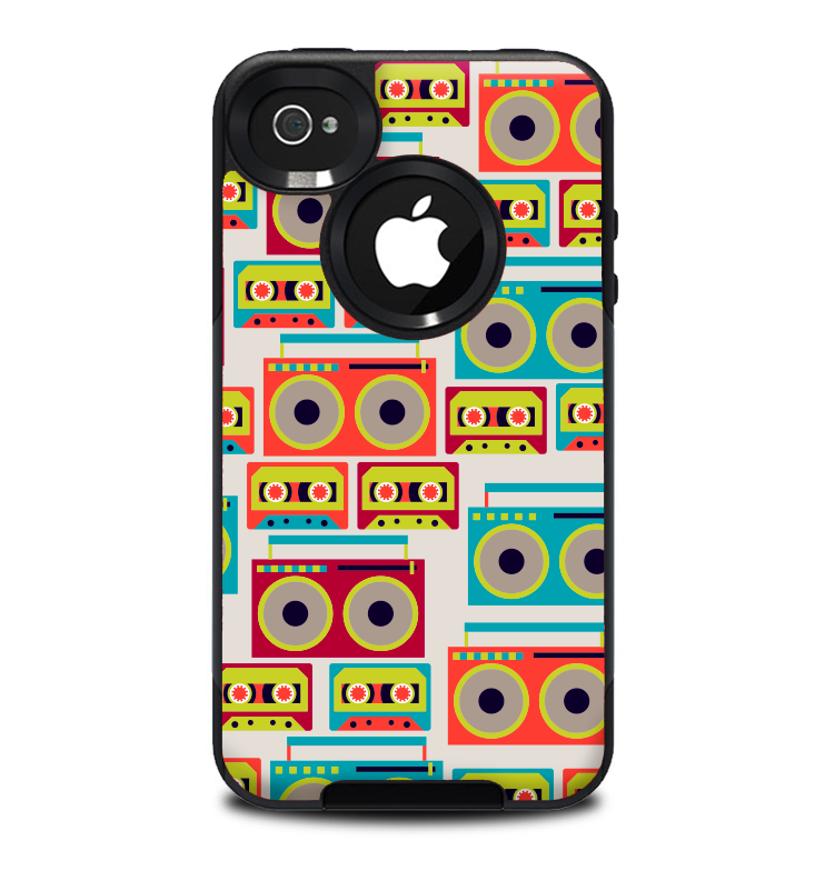 The Retro Boombox Pattern Skin for the iPhone 4-4s OtterBox Commuter Case