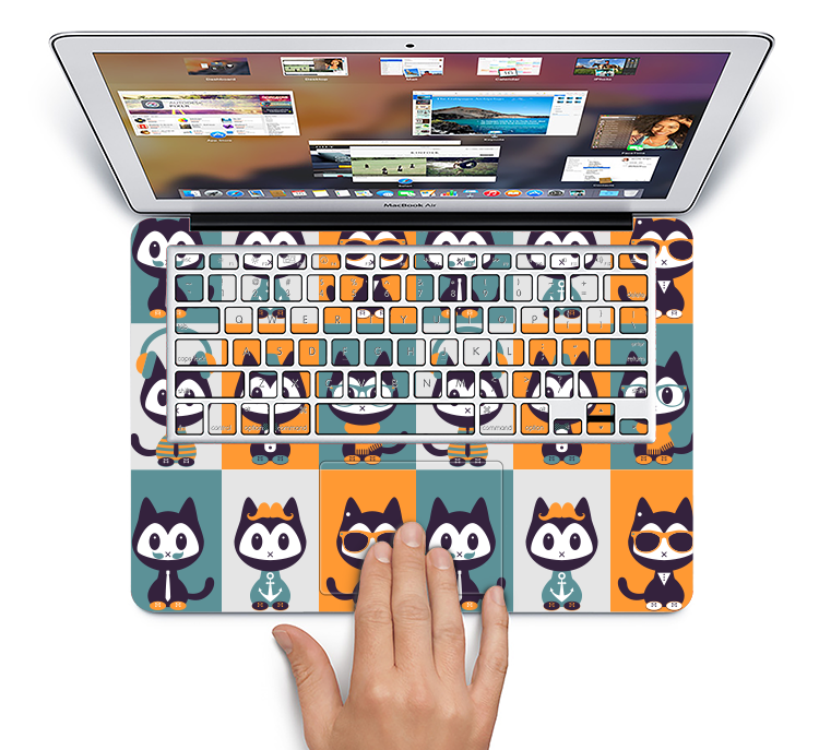 The Retro Cats with Accessories Skin Set for the Apple MacBook Air 13"