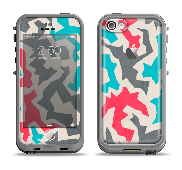 The Retro Colored Abstract Maze Pattern Apple iPhone 5c LifeProof Fre Case Skin Set