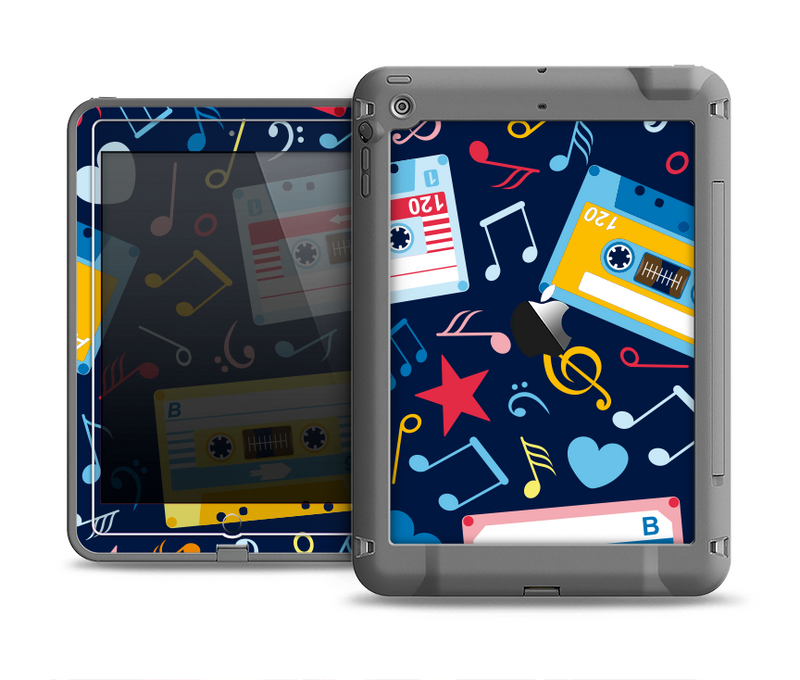 The Retro Colored Cassette Pattern Apple iPad Air LifeProof Fre Case Skin Set
