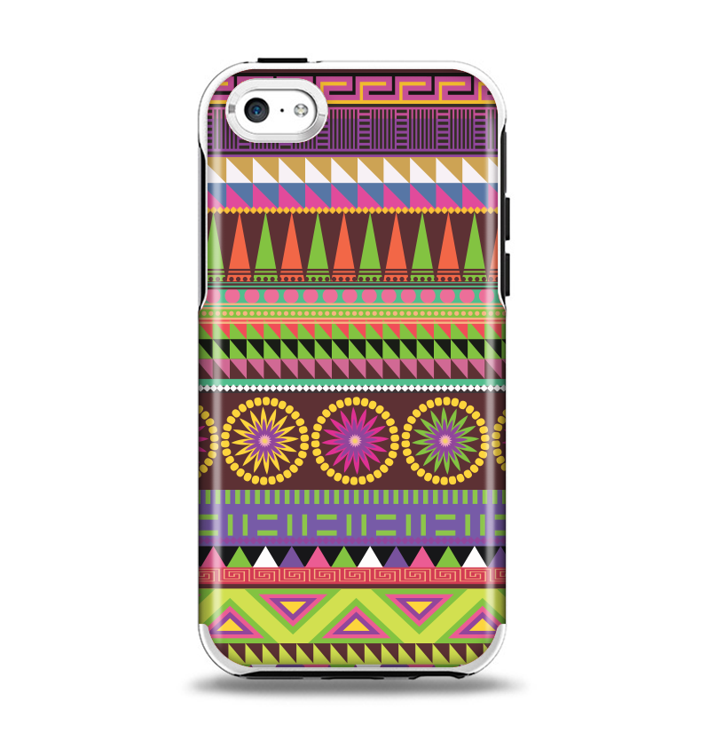 The Retro Colored Modern Aztec Pattern V63 Apple iPhone 5c Otterbox Symmetry Case Skin Set