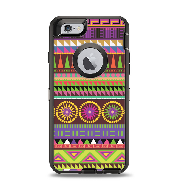 The Retro Colored Modern Aztec Pattern V63 Apple iPhone 6 Otterbox Defender Case Skin Set