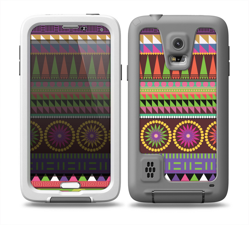 The Retro Colored Modern Aztec Pattern V63 Skin for the Samsung Galaxy S5 frē LifeProof Case
