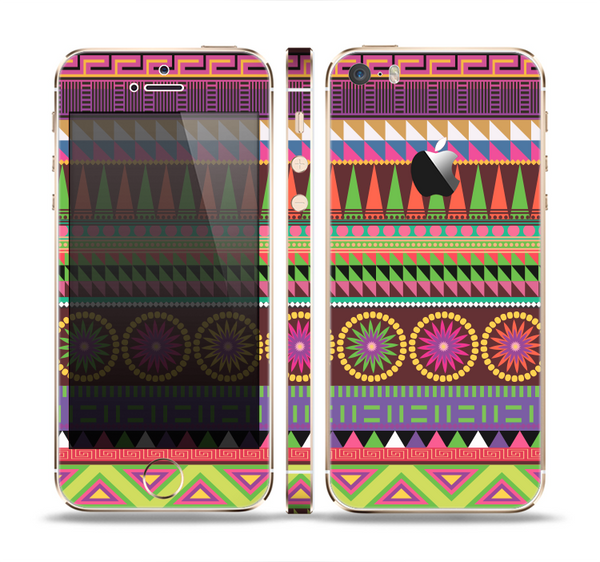 The Retro Colored Modern Aztec Pattern V63 Skin Set for the Apple iPhone 5s