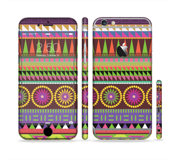 The Retro Colored Modern Aztec Pattern V63 Sectioned Skin Series for the Apple iPhone 6 Plus
