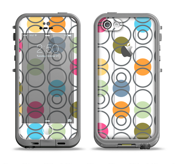 The Retro Colorful Filled Flat Circle Pattern Apple iPhone 5c LifeProof Fre Case Skin Set