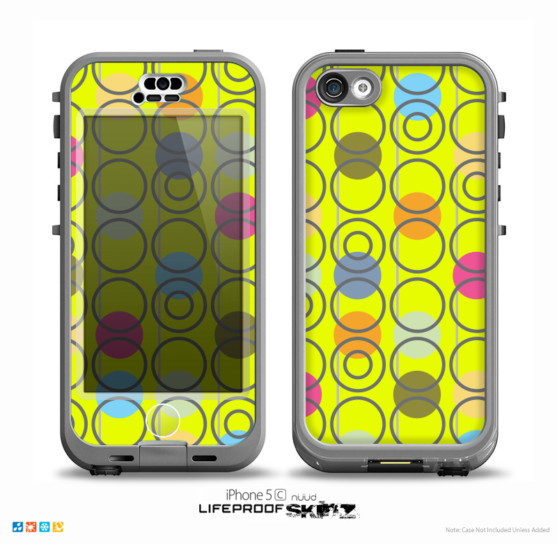 The Retro Colorful Filled Flat Circle Pattern on Yellow Skin for the iPhone 5c nüüd LifeProof Case