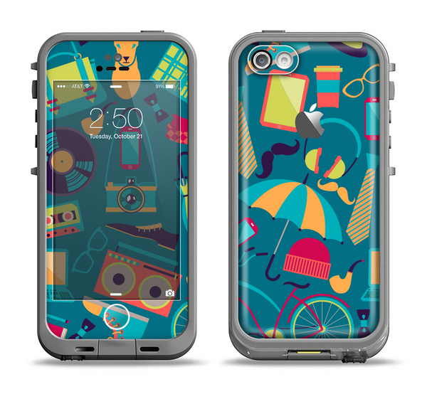 The Retro Colorful Hipster Pattern V2 Apple iPhone 5c LifeProof Fre Case Skin Set