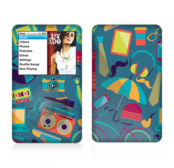 The Retro Colorful Hipster Pattern V2 Skin For The Apple iPod Classic