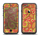 The Retro Red and Green Floral Pattern Apple iPhone 6/6s LifeProof Fre Case Skin Set