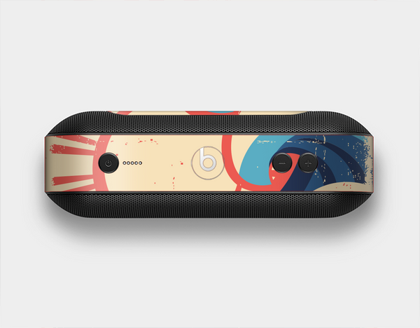 The Retro Vintage Blue vector Waves V3 Skin Set for the Beats Pill Plus