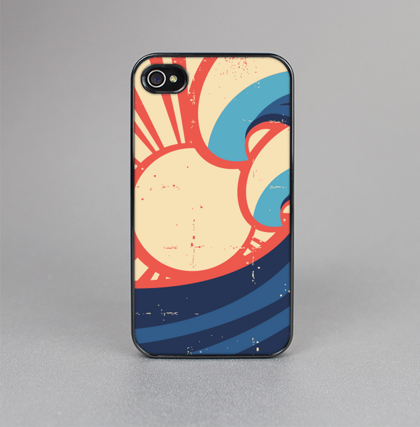 The Retro Vintage Blue vector Waves V3 Skin-Sert for the Apple iPhone 4-4s Skin-Sert Case