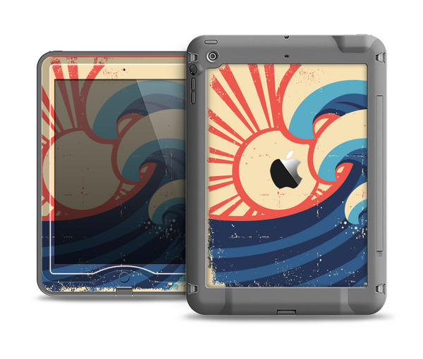The Retro Vintage Blue vector Waves V3 Apple iPad Air LifeProof Nuud Case Skin Set